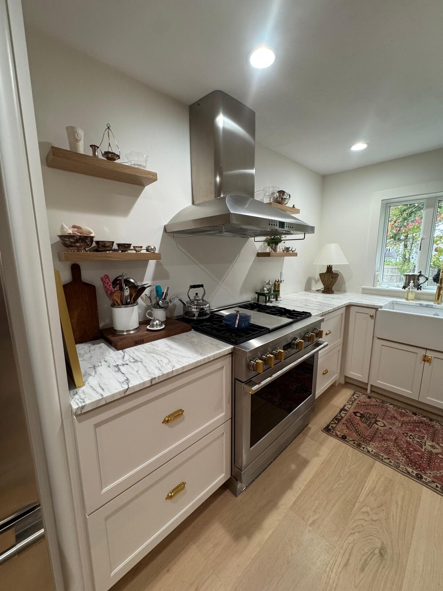 Custom modern kitchen remodeling in Massachusetts with marble island